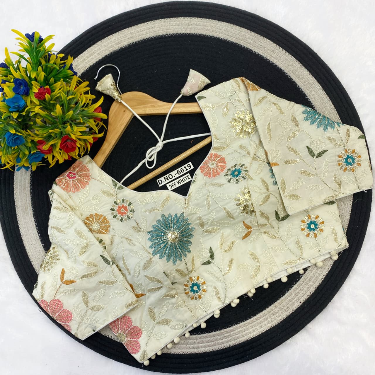 Khadi Blouse Off White Free Size