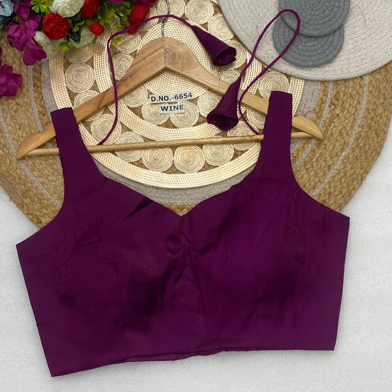 Fancy Plain Blouse Wine Free Size