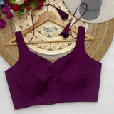 Fancy Plain Blouse Wine Free Size