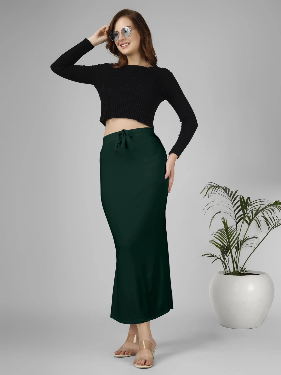Saree Stretchable Shapewear Bottle Green