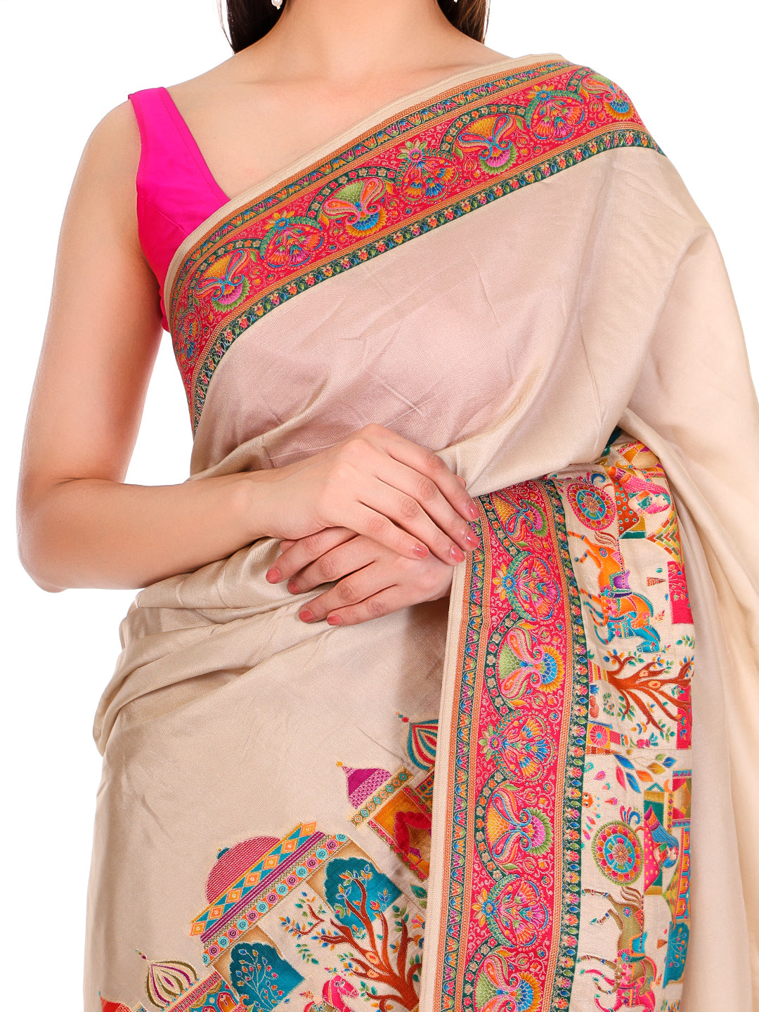 Pashmina Saree Cream