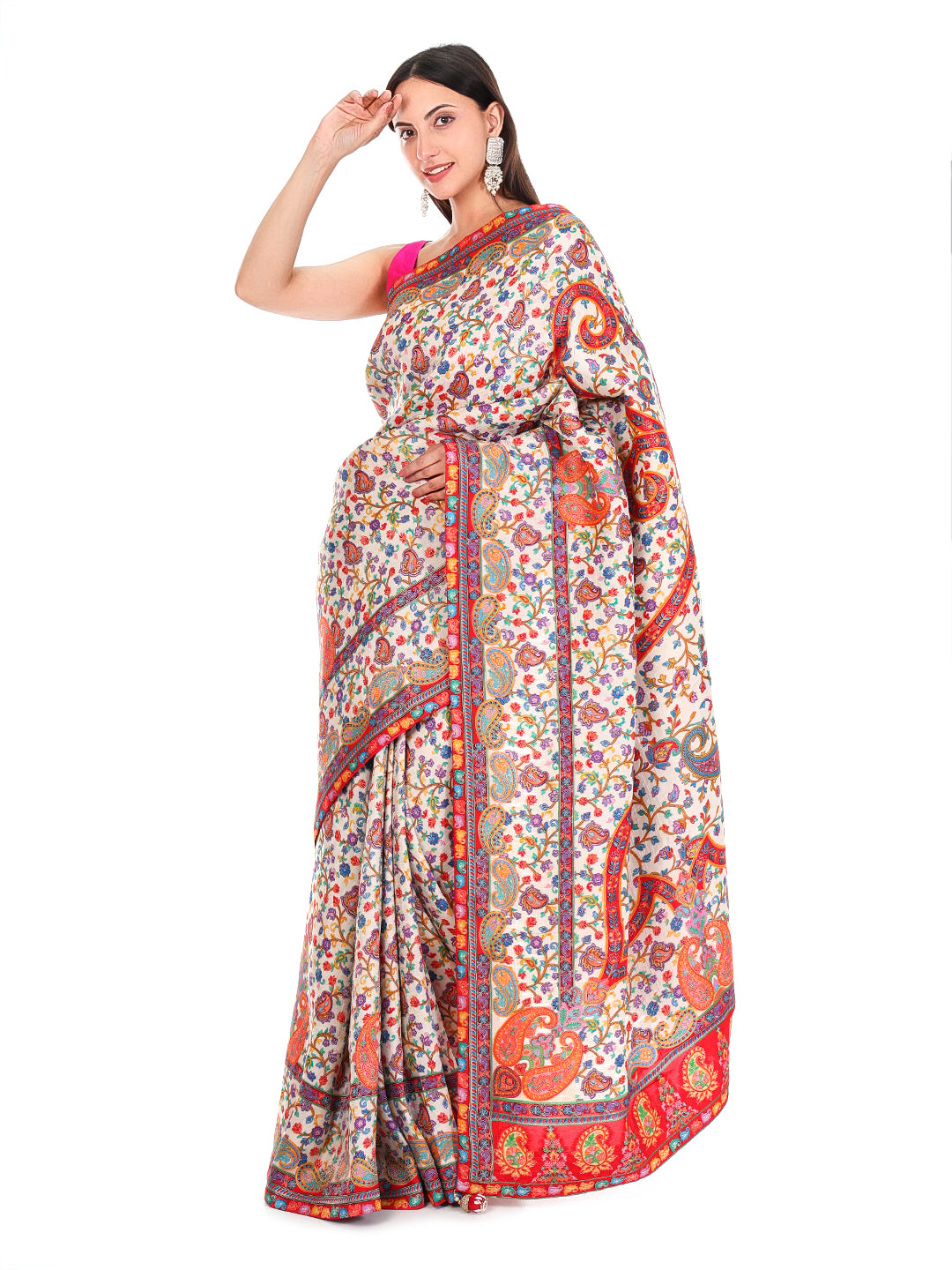 Pashmina Saree White