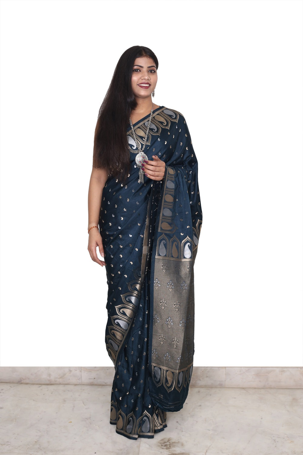Soft Silk Saree German Navy Blue