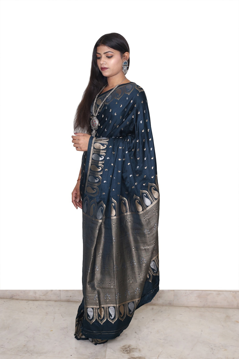 Soft Silk Saree German Navy Blue