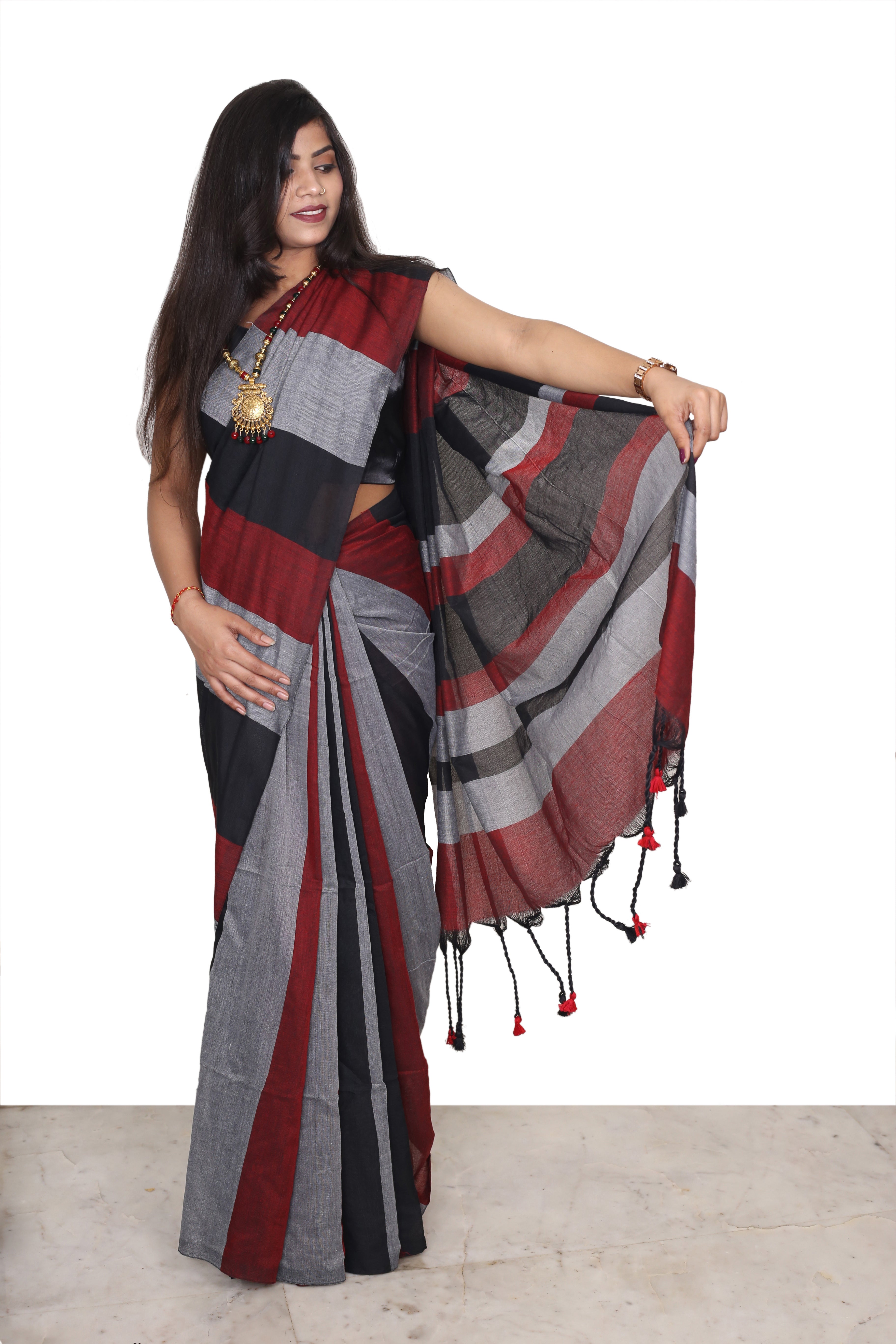 Khadi Cotton Saree Multicolour