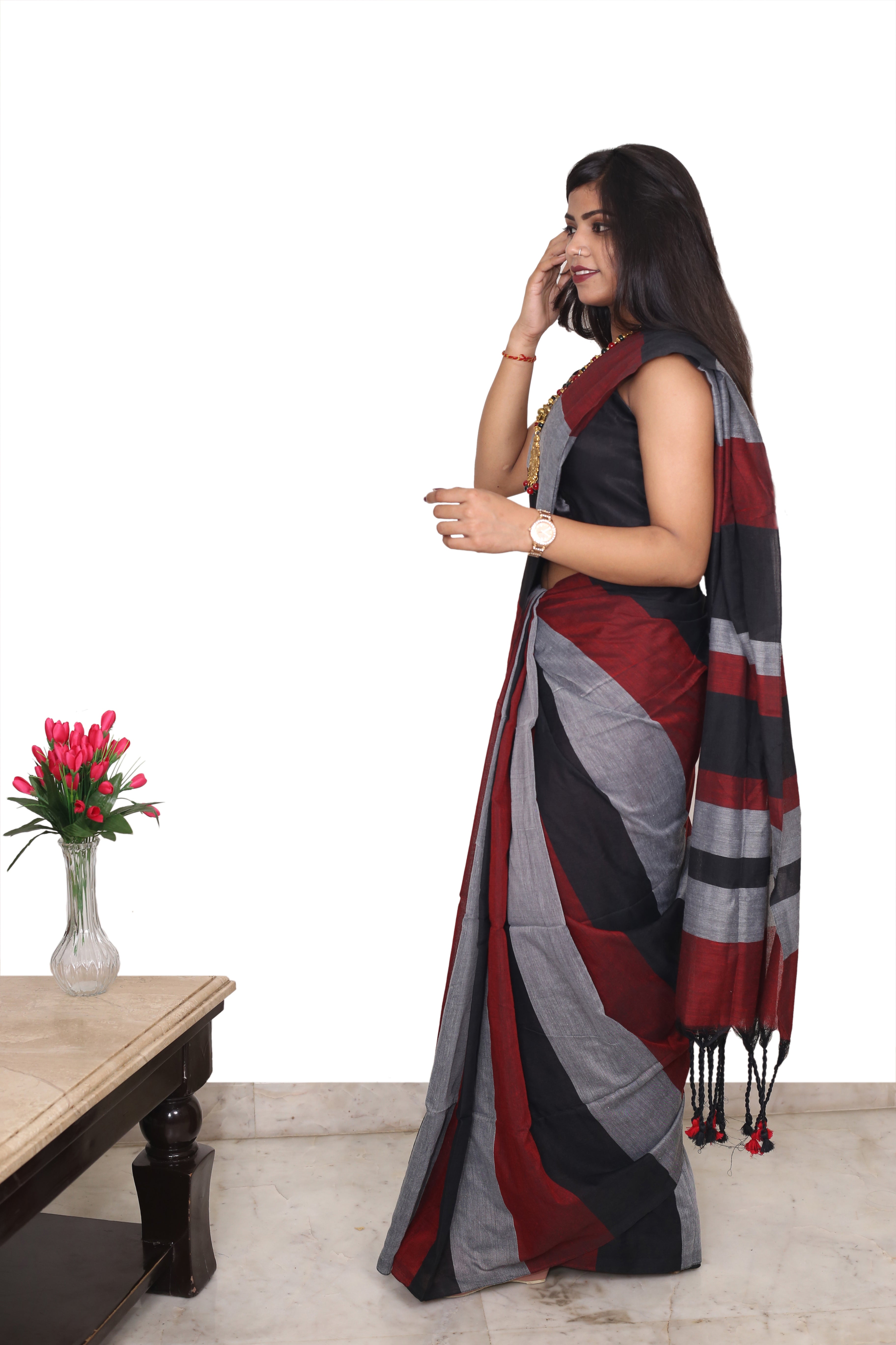 Khadi Cotton Saree Multicolour