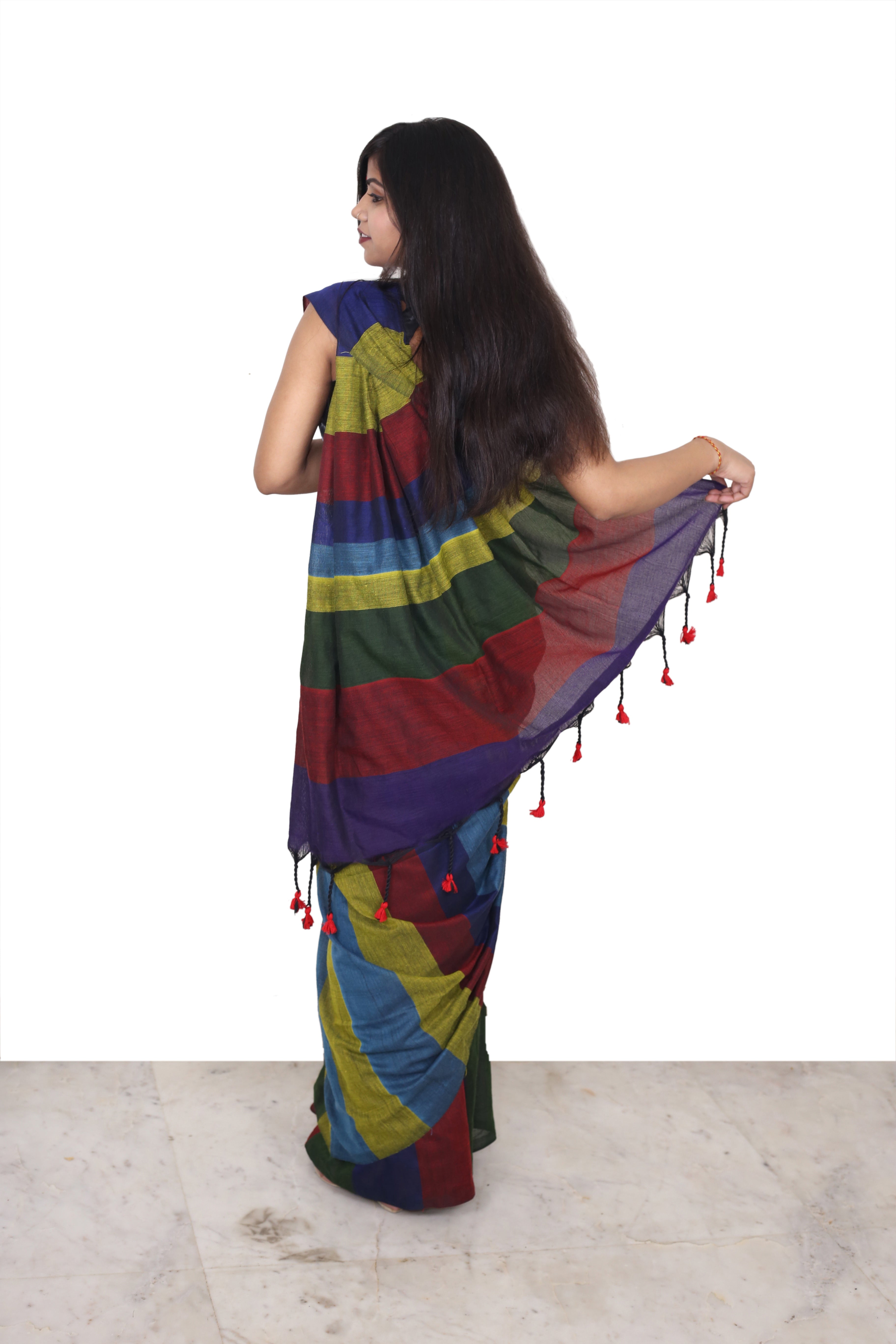 Khadi Cotton Saree Multicolour