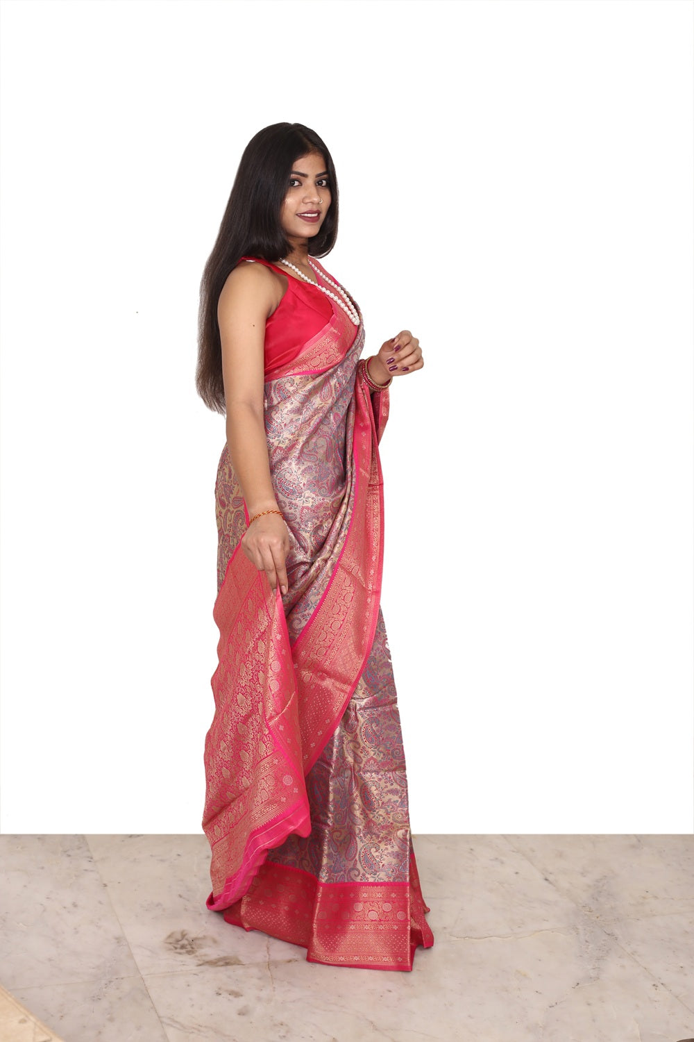 Art Silk Saree Pink