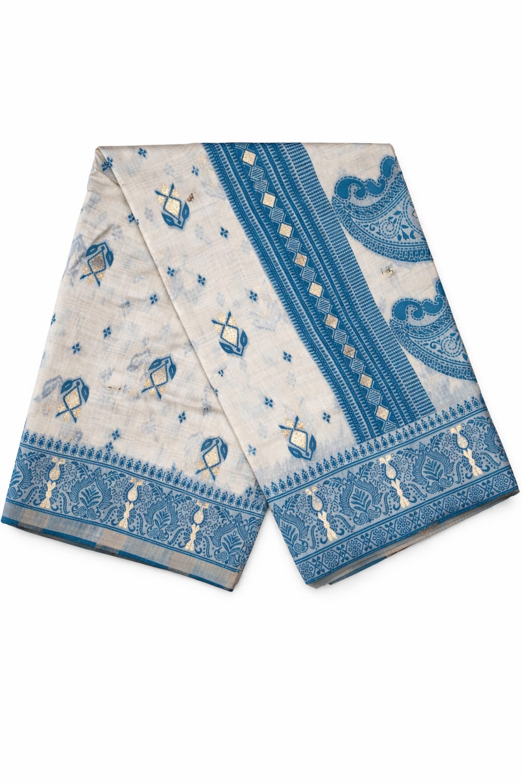 Sanganeri Cotton White Blue