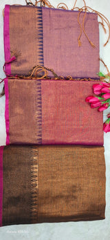 Tissue Cotton Saree Copper