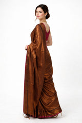 Tissue Cotton Saree Copper