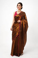 Tissue Cotton Saree Copper
