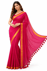 Mulmul Cotton Saree Pink