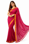 Mulmul Cotton Saree Pink