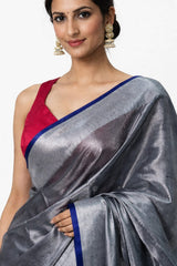 Tissue Cotton Saree Grey