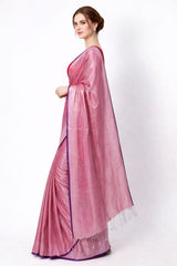 Tissue Cotton Saree Pink