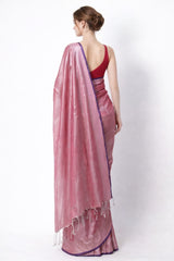 Tissue Cotton Saree Pink