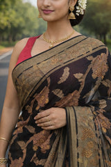 Braso Daimond Saree Black