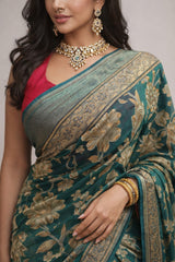 Braso Daimond Saree Green