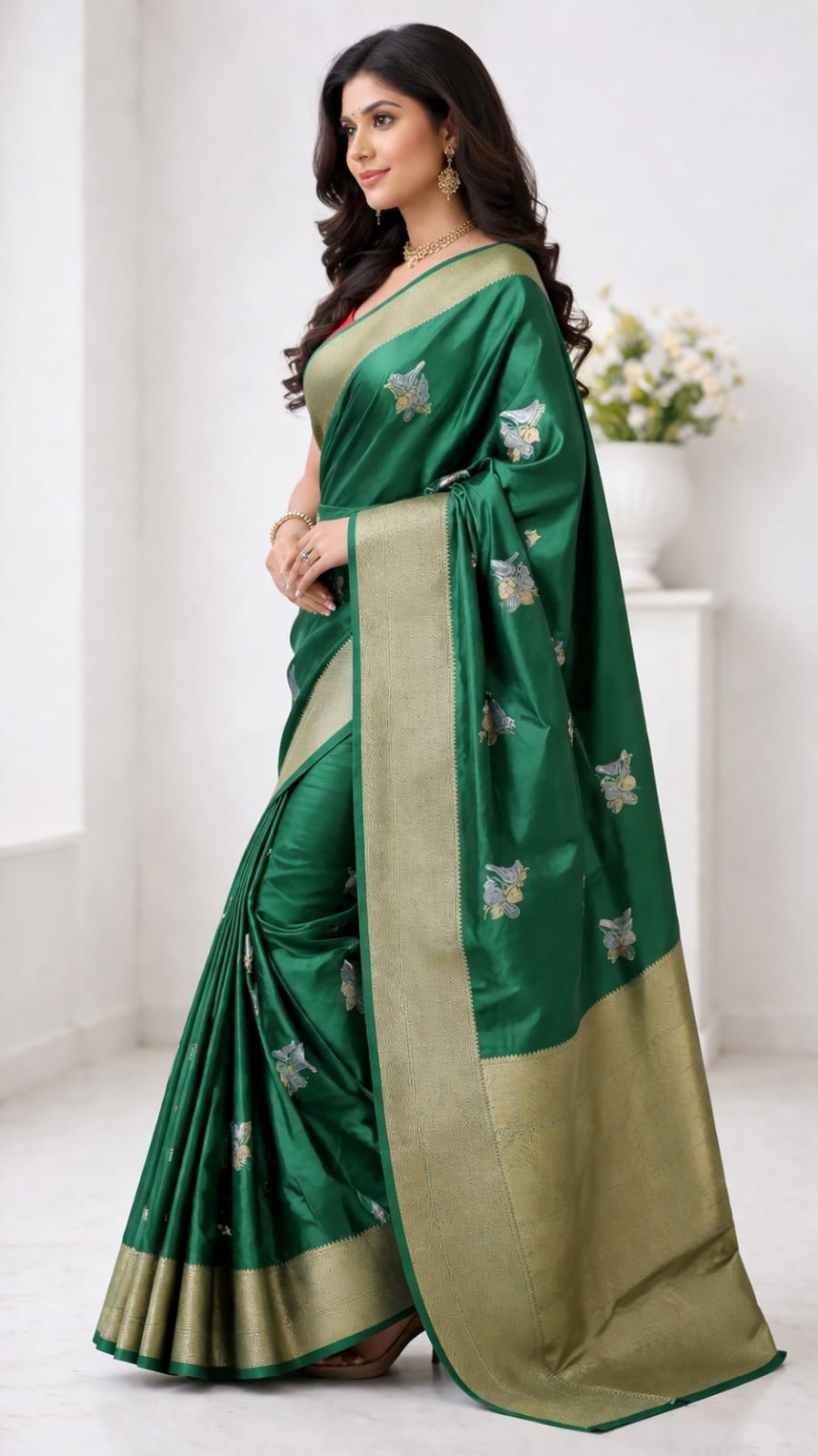 Soft Silk Saree Dark Green