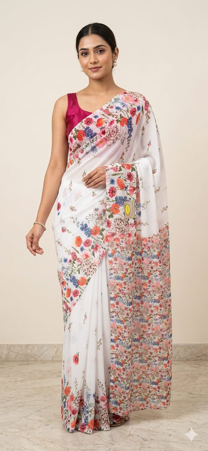 Sujal Saree White
