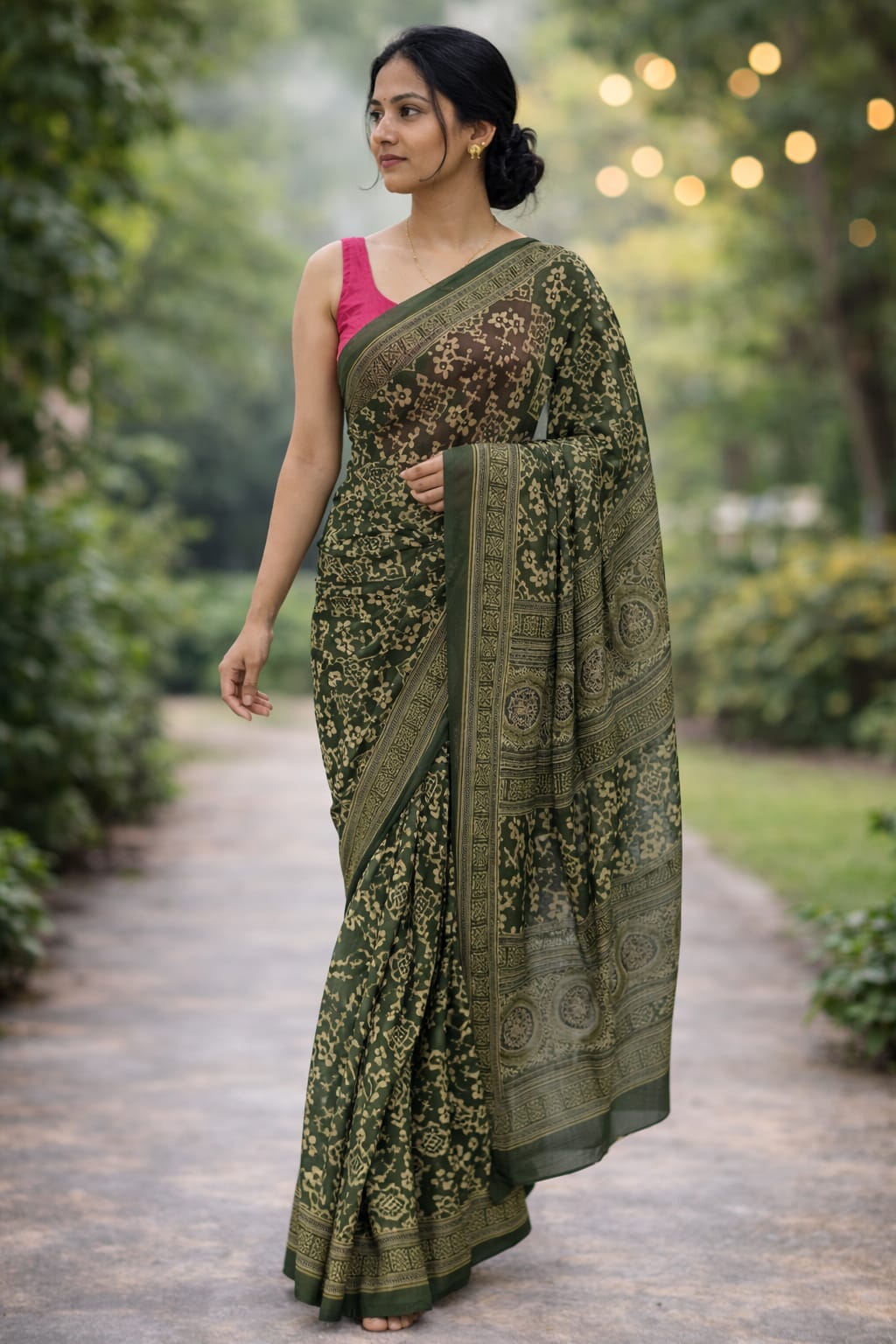 Digital Saree Mehndi Green