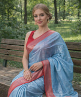 Handloom Saree Light Blue
