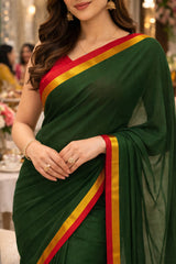 Mulmul Cotton Saree Green