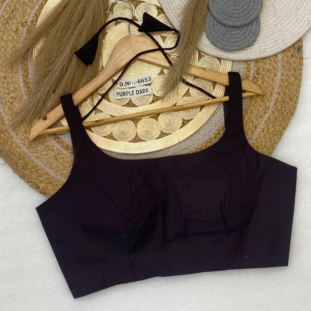 Fancy Plain Blouse Purple Free Size