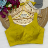 Fancy Plain Blouse Yellow Free Size