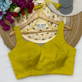 Fancy Plain Blouse Yellow Free Size