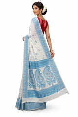 Sanganeri Cotton White Blue