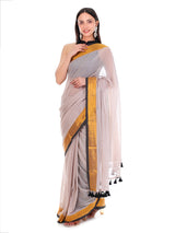 Mulmul Cotton Saree Off White
