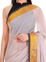 Mulmul Cotton Saree Off White