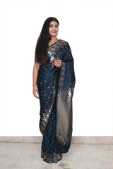 Soft Silk Saree German Navy Blue