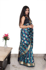 Soft Silk Saree Green Zigzag
