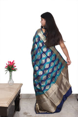 Soft Silk Saree Green Zigzag