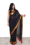 Mulmul Cotton Saree Black