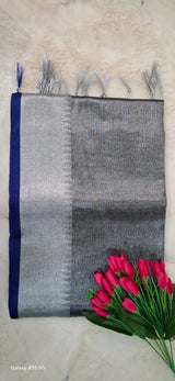Tissue Cotton Saree Grey