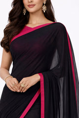 Mulmul Cotton Saree Black