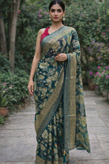 Braso Daimond Saree Green