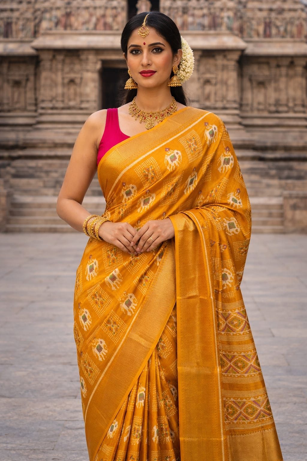 Handloom Saree Mustard